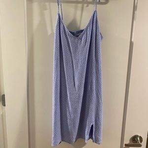 Blue polka dot adjustable tie mini dress
